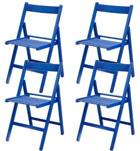 Set 4 Sedie pieghevoli 42,5x47,5x79 cm Penelope in legno blu