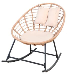 Sedia a Dondolo da Giardino 90x95x73 cm in Acciaio e Polirattan Tahiti Nero e Naturale