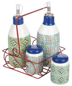 Menage Set Olio Aceto Sale e Pepe in Ceramica VdE Tivoli 1996 Infinito