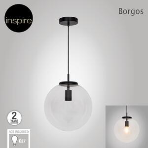 Lampadario Glamour Borgos nero/ trasparente in vetro, D. 30 cm, INSPIRE