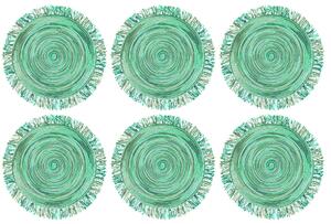 Set 6 Tovagliette con Frange Ø45x0,5 cm in Polipropilene VdE Tivoli 1996 Shades of Greenery
