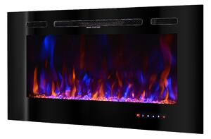 Camino Elettrico da Incasso 54,4x101,6x14 cm Effetto Fiamma 1500W Beverly Nero