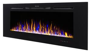 Camino Elettrico da Incasso 54,4x152x14 cm Effetto Fiamma 1500W Hefest Nero