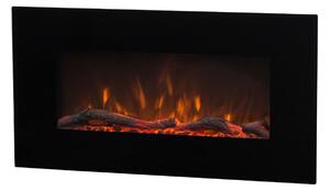 Camino Elettrico da Parete 45x84x14 cm Effetto Fiamma 1500W Marcus Nero