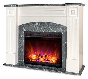 Camino Elettrico da Pavimento 90x115x32 cm Effetto Fiamma 1500W Magnolia & Lorance Ivory/dark gray