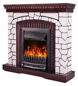 Camino Elettrico da Pavimento 105,8x110x30 cm Effetto Fiamma 2000W Natali & Pluton Bianco/noce scuro