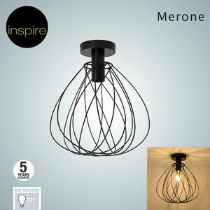 Plafoniera design Merone nero, in ferro, D. 32 cm INSPIRE