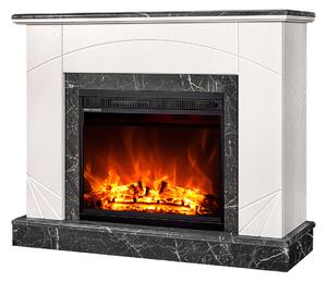 Camino Elettrico da Pavimento 85x110x27 cm Effetto Fiamma 1500W Madeira lux & Lorance Ivory/dark gray