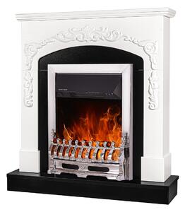 Camino Elettrico da Pavimento 97,5x90x25 cm Effetto Fiamma 2000W Casanova & Galileo silver Bianco/nero