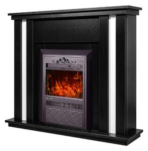 Camino Elettrico da Pavimento 95x110x27 cm Effetto Fiamma 2000W Gustavo & Cristina Nero/bianco
