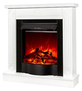 Camino Elettrico da Pavimento 86,5x82x25 cm Effetto Fiamma 1600W Donald & Corsica Bianco/nero
