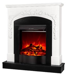 Camino Elettrico da Pavimento 97,5x90x25 cm Effetto Fiamma 1600W Casanova & Corsica Bianco/nero