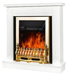 Camino Elettrico da Pavimento 86,5x82x25 cm Effetto Fiamma 2000W Donald & Galileo gold Bianco/nero