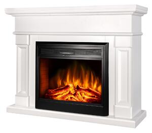 Camino Elettrico da Pavimento 102x136x33 cm Effetto Fiamma 1950W Riga & Carmen Panna