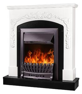 Camino Elettrico da Pavimento 97,5x90x25 cm Effetto Fiamma 2000W Casanova & Pluton Bianco/nero