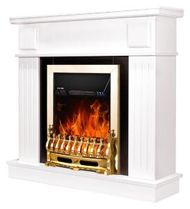 Camino Elettrico da Pavimento 99,7x103,4x27 cm Effetto Fiamma 2000W Oscar & Galileo gold Bianco/nero