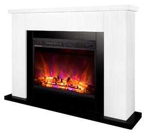 Camino Elettrico da Pavimento 85,5x115x27 cm Effetto Fiamma 1500W Brooklyn & Lorance Bianco/nero