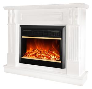 Camino Elettrico da Pavimento 96x113x30 cm Effetto Fiamma 1500W Verona Mini & Mars Bianco