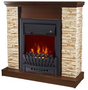 Camino Elettrico da Pavimento 90,3x98x30 cm Effetto Fiamma 2000W Rock & Pluton Noce