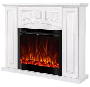 Camino Elettrico da Pavimento 105x135x32 cm Effetto Fiamma 1500W Toulouse & Colorado Bianco