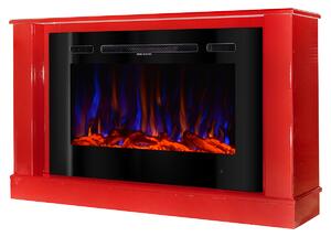 Camino Elettrico da Pavimento 72,5x121,5x30 cm Effetto Fiamma 1500W Bernard mini rosso & Adeli Rosso