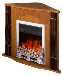 Camino Elettrico da Pavimento ad Angolo 88,2x95x47,3 cm Effetto Fiamma 2000W Clasic & Galileo silver Noce