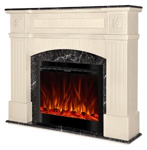 Camino Elettrico da Pavimento 120x140x30 cm Effetto Fiamma 1500W Josefina & Colorado Ivory/dark gray