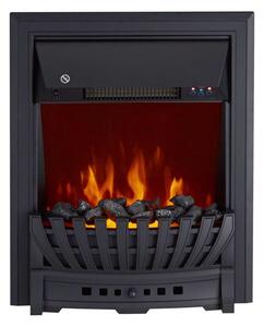 Camino Elettrico da Incasso 59,2x48,2x13 cm Effetto Fiamma 2000W Pluton Nero