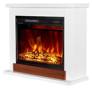 Camino Elettrico da Pavimento 70x80x30 cm Effetto Fiamma 1500W Sting & Lorance Bianco/noce