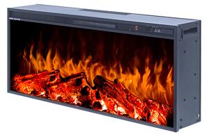 Camino Elettrico da Incasso 36,7x88,3x15,9 cm Effetto Fiamma 1500W Tasmania Nero
