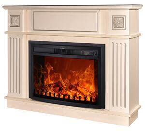 Camino Elettrico da Pavimento 92,9x120x28 cm Effetto Fiamma 1500W Miracle & Zakinthos Avorio