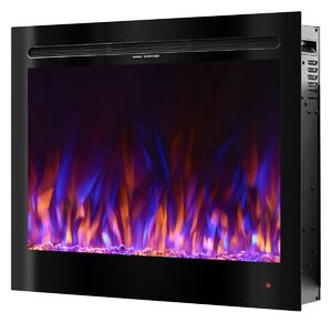 Camino Elettrico da Incasso 63,3x77,1x14,17 cm Effetto Fiamma 1500W Colorado Nero