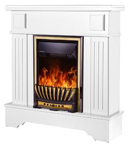 Camino Elettrico da Pavimento 109,2x103,4x30 cm Effetto Fiamma 2000W Marina Extra & Meridian Bianco