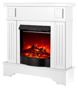 Camino Elettrico da Pavimento 109,2x103,4x30 cm Effetto Fiamma 1600W Marina Extra & Corsica Bianco