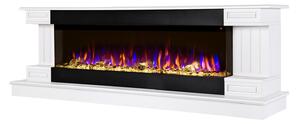 Camino Elettrico da Pavimento 60,3x181x43 cm Effetto Fiamma 1500W Arizona & Dalas maxi Bianco