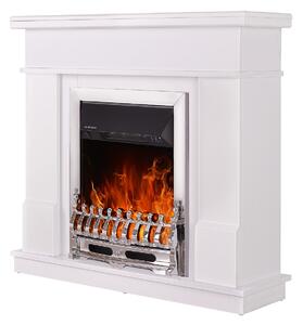 Camino Elettrico da Pavimento 100x103,4x30 cm Effetto Fiamma 2000W Rodos & Galileo Silver Bianco