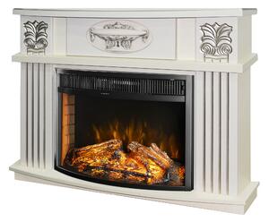 Camino Elettrico da Pavimento 96,3x120x31,8 cm Effetto Fiamma 1500W Roma mini & Ararat Avorio