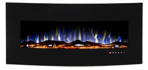 Camino Elettrico da Pavimento 55x122,2x15,7 cm Effetto Fiamma 1500W Archi Nero