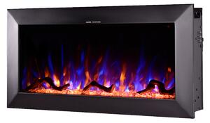 Camino Elettrico da Pavimento 45,4x91,4x18,5 cm Effetto Fiamma 1500W Racy 36 Nero