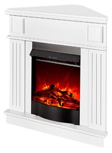 Camino Elettrico da Pavimento ad Angolo 100x100x50 cm Effetto Fiamma 1600W Marina & Corsica Noce