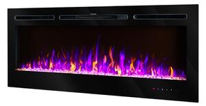 Camino Elettrico da Incasso 54,4x128x14 cm Effetto Fiamma 1500W Hermes Nero