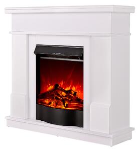 Camino Elettrico da Pavimento 100x103,4x30 cm Effetto Fiamma 1600W Rodos & Corsica Bianco