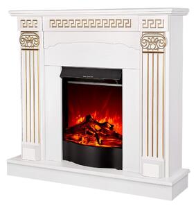 Camino Elettrico da Pavimento 102x110x30 cm Effetto Fiamma 1600W Calisto & Corsica Bianco