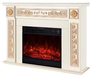 Camino Elettrico da Pavimento 101x140x33 cm Effetto Fiamma 1950W Versailles Maxi & Mirabella Avorio