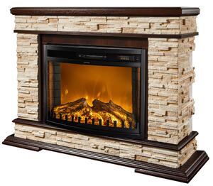 Camino Elettrico da Pavimento 88x118x30,5 cm Effetto Fiamma 1500W Stone & Zakinthos Noce