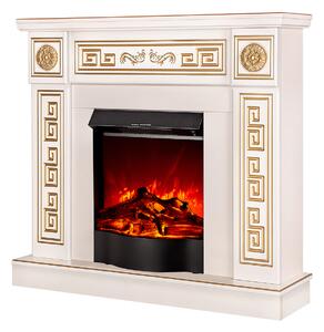 Camino Elettrico da Pavimento 102x110x30 cm Effetto Fiamma 1600W Versailles & Corsica Avorio