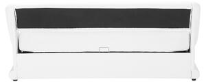Letto con piattaforma 160 x 200 cm Pouf imbottito in ecopelle bianca Beliani