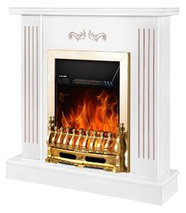 Camino Elettrico da Pavimento 90,5x94x26,5 cm Effetto Fiamma 2000W Smile & Galileo gold Bianco