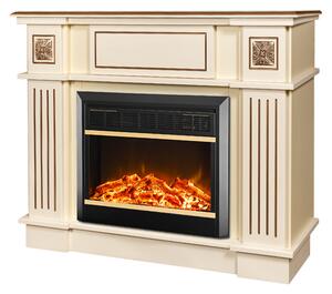 Camino Elettrico da Pavimento 92,9x120x28 cm Effetto Fiamma 1500W Miracle & Mars Avorio