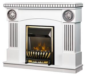 Camino Elettrico da Pavimento 105x120x33 cm Effetto Fiamma 2000W Prometeu & Meridian Bianco/nero